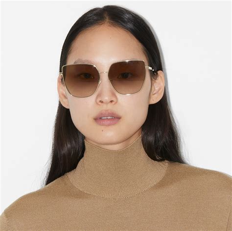 burberry sunglasses oversized gold leaf